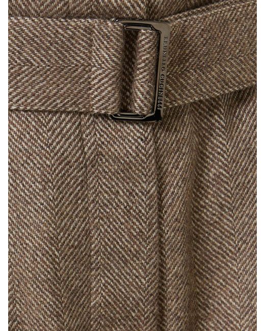 Brunello Cucinelli Brown Brushed Wool Blend Wide Pants