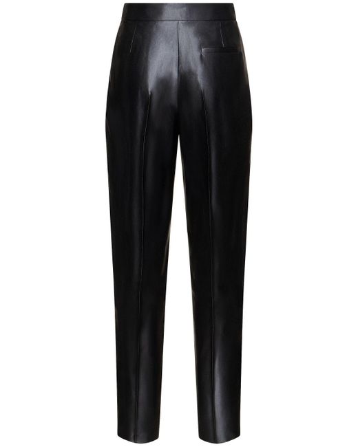 Pantaloni vita alta in lana e seta di Giorgio Armani in Black