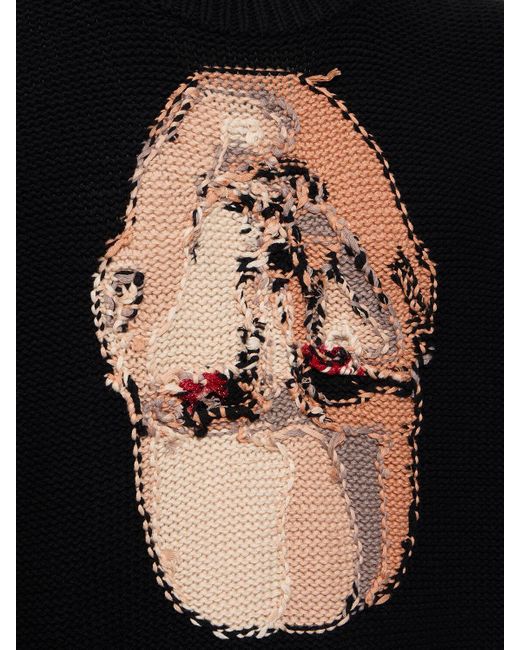 Suéter de algodón jacquard tejido a mano Doublet de hombre de color Black
