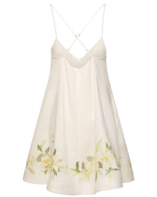 Vestido corto de lino Zimmermann de color White
