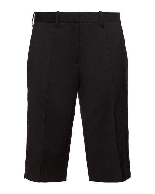 Helmut Lang Black Flat Front Wool Shorts