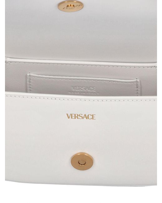 Versace White Mini Greca Goddess Leather Shoulder Bag