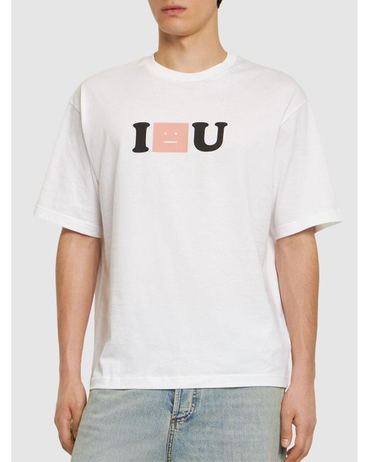 T-shirt exford i face you in cotone con stampa di Acne in White da Uomo