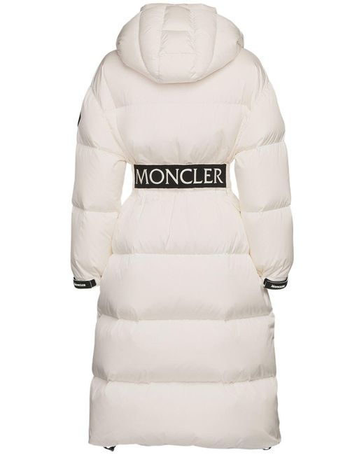 Moncler Tiam Nylon Down Coat W/ Logo Belt in White | Lyst Canada