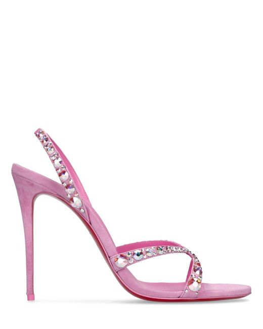 Christian Louboutin 100mm Emilie Suede Crystals Sandals in Pink | Lyst