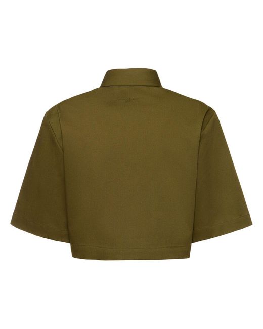 MSGM Green Cotton Blend Crop Shirt
