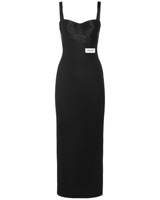 Dolce & Gabbana Black Organzino & Satin Corset Long Dress