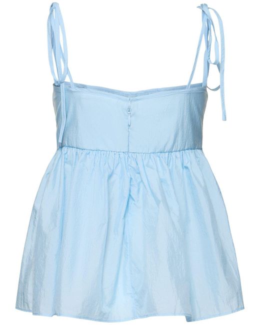 CECILIE BAHNSEN Alora Shiki Light Taffeta Top Blue