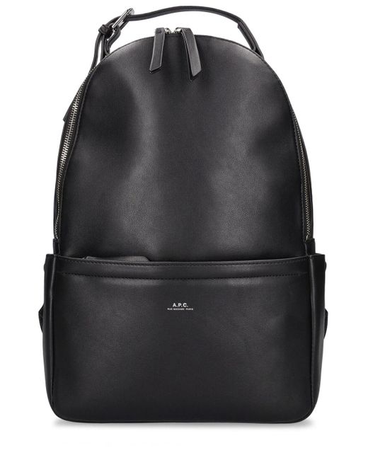 A.P.C. Black Logo Recycled Faux Leather Backpack for men