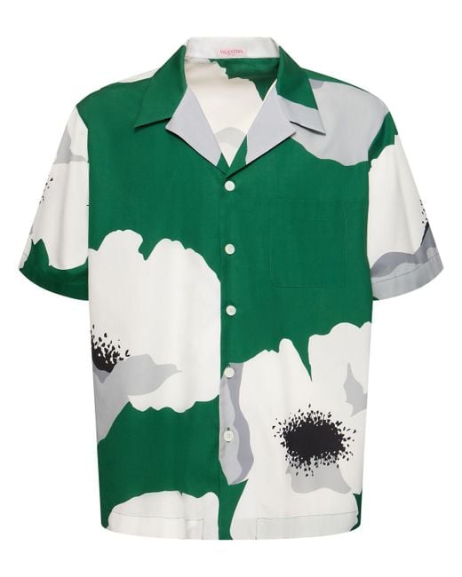 Valentino Kurzärmliges Hemd Aus Baumwolle in Green für Herren