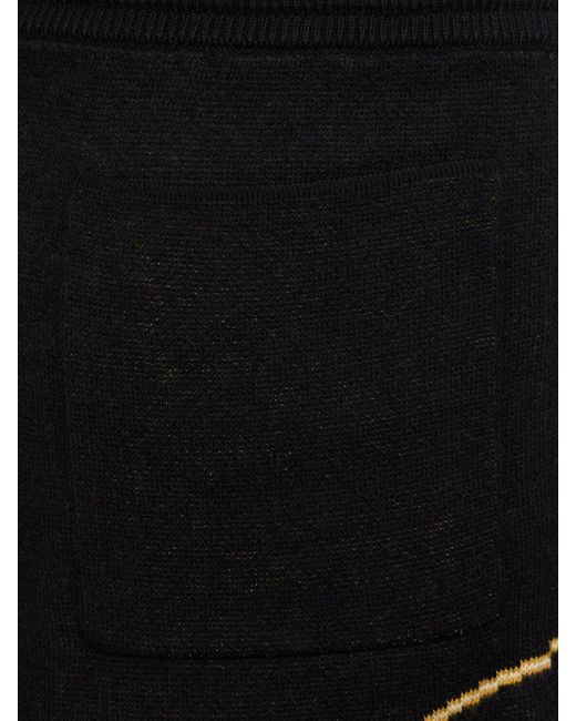 Rhude Black Script Knit Cotton Shorts for men