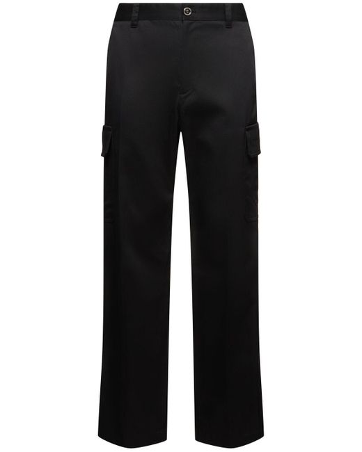 Pantalones cargo de gabardina de algodón Versace de hombre de color Black