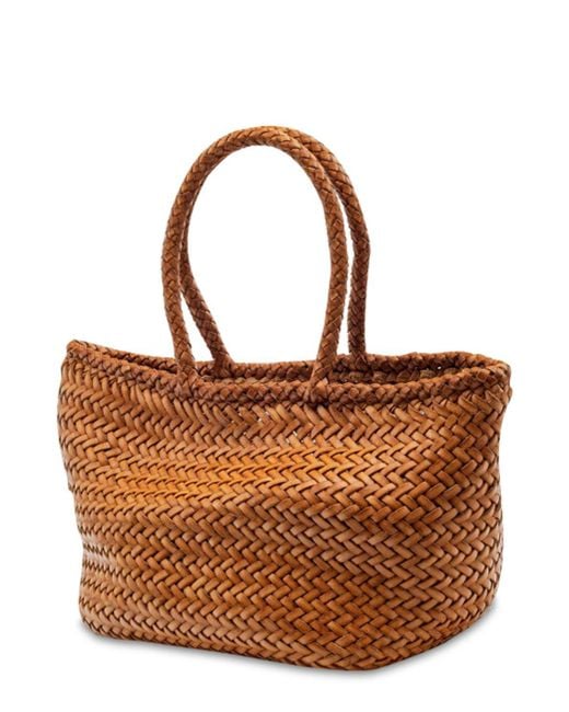 Dragon Diffusion Brown Grace Small Woven Leather Basket Bag