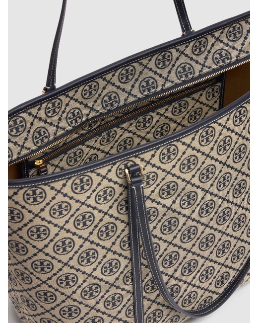 Tory Burch Gray Damen Canvas-Tote Mit T-Monogramm