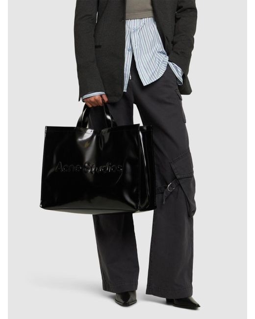 Acne Studios Logo Vinyl Tote Bag in Black Lyst