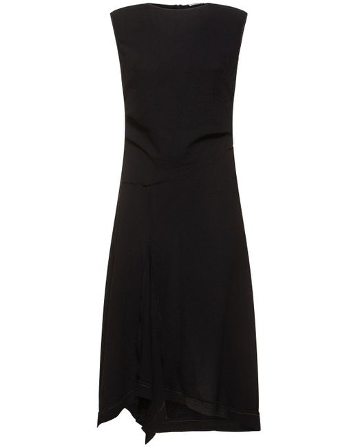 Acne Black Crepe Gauze Sleeveless Midi Dress