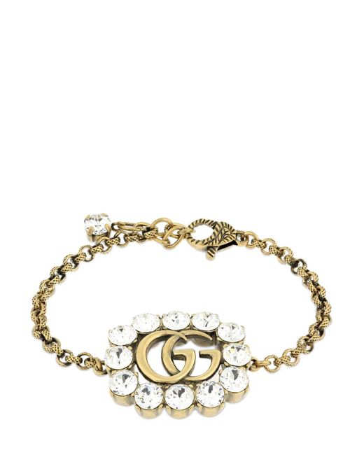Gucci Metallic Gg Marmont Crystal Bracelet