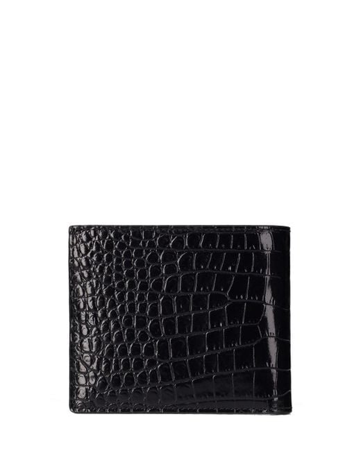 Tom Ford Black Logo Croc Embossed Leather Wallet for men