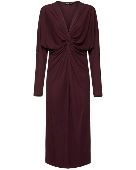 Anine Bing Purple Mathilde Draped Viscose Midi Dress