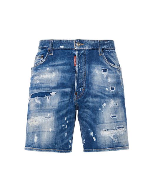 DSquared² Blue Marine Fit Stretch Cotton Shorts for men