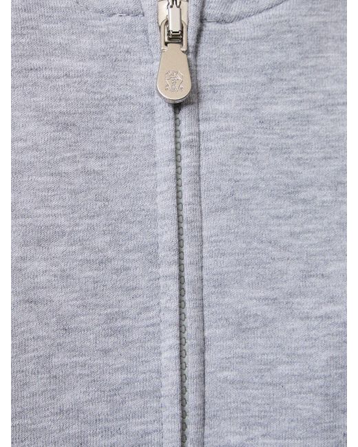 Sweat zippé en coton mélangé à capuche Brunello Cucinelli pour homme en coloris Gray