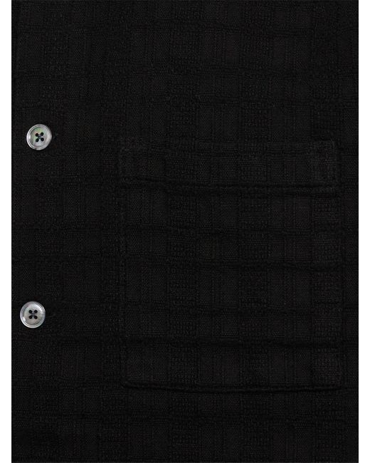 sunflower Black Spacey Linen Blend Short Sleeve Shirt for men