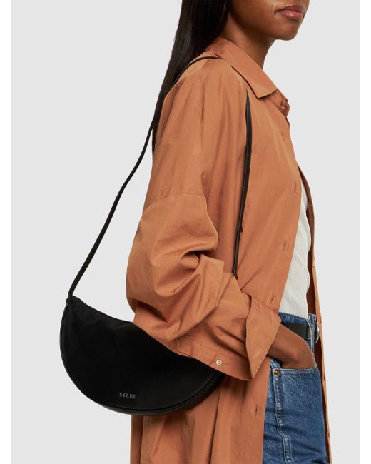Staud Gray Walker Leather Shoulder Bag