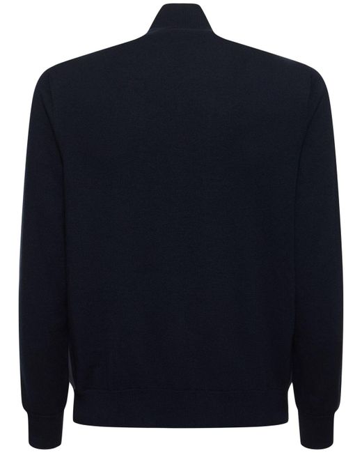 Loro Piana Blue Cashmere & Suede Bomber Jacket for men