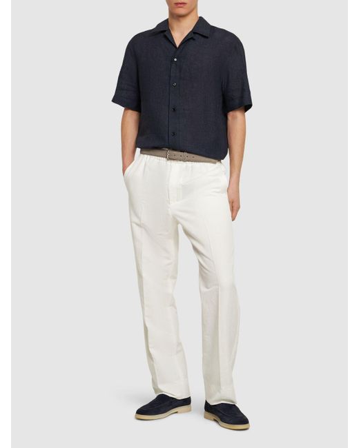 Pantalon de survêtet en coton et lin asolo Brioni pour homme en coloris White