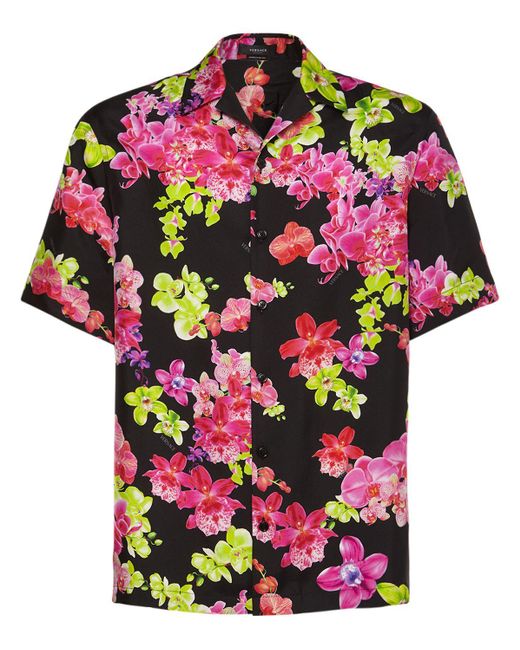 Versace Seidenhemd mit Blumen-Print in Pink für Herren