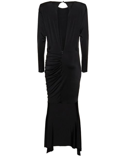 Vestido largo de satén con espalda abierta Alexandre Vauthier de color Black