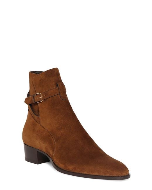 Saint Laurent Brown Wyatt Jodhpur Suede Boots for men