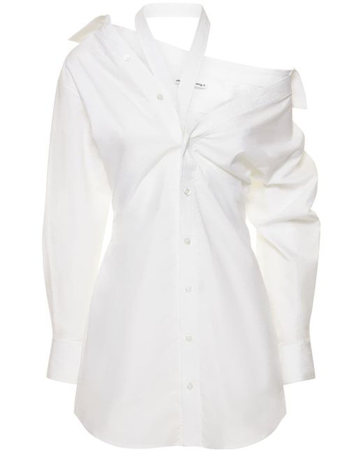 Alexander Wang White Off-the-shoulder Fitted Mini Shirt Dress