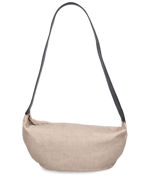 St. Agni Gray Lvr Exclusive Small Linen Crescent Bag