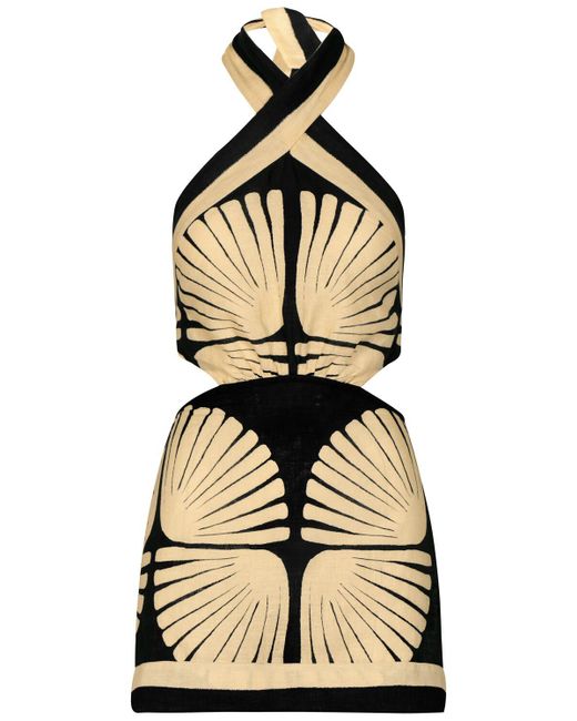Mujer Vestido Halter Corto De Lino Negro Johanna Ortiz de color Natural