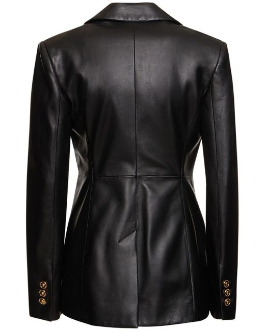 Veste en cuir nappa à boutonnage simple Versace en coloris Black