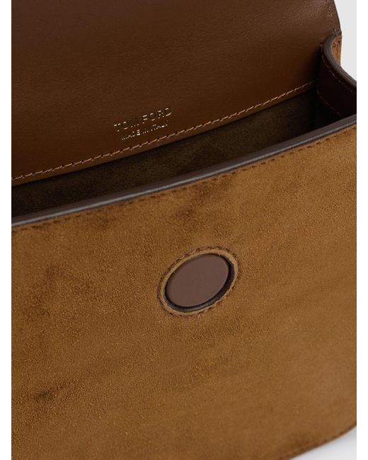 Tom Ford Mini Tara Suede Crossbody Bag in Brown | Lyst
