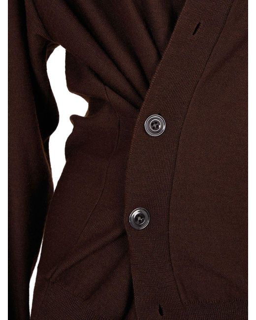 Lemaire Brown Twisted-cardigan Aus Wollmischgewebe