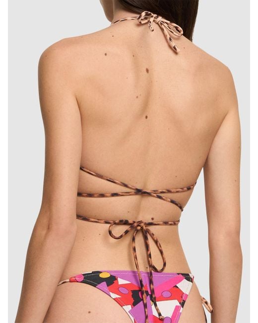 Reina Olga Pink Miami Printed Triangle Bikini Set