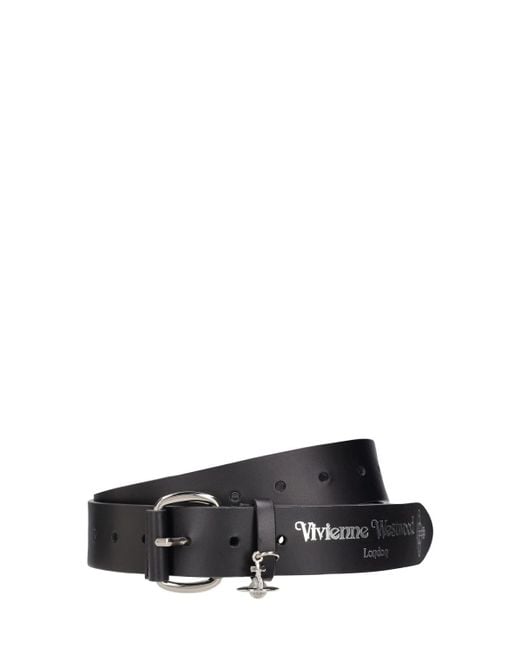 Cinturón de piel con logo 3,5cm Vivienne Westwood de hombre de color White