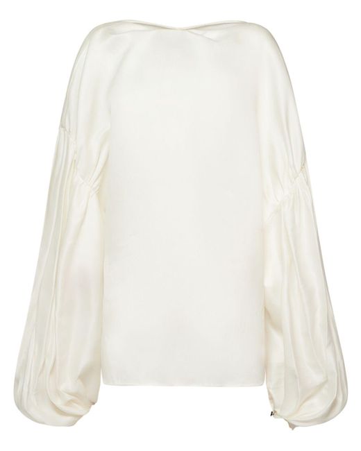 Khaite White Quico Silk Shirt