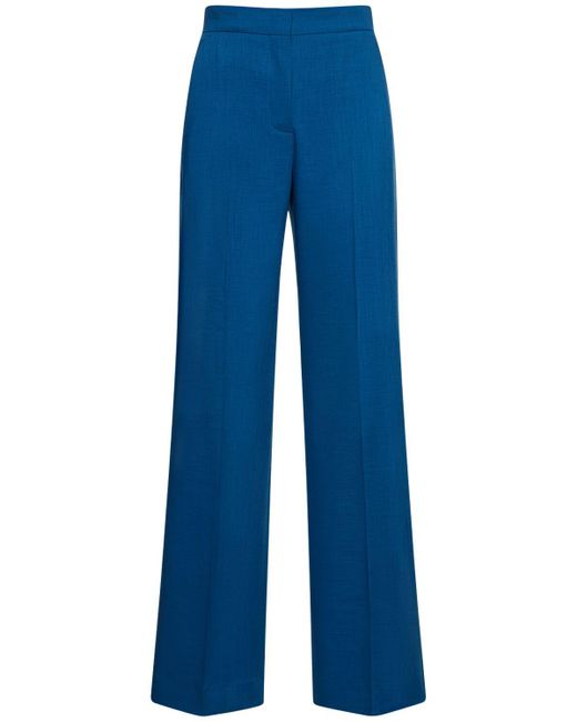 Pantaloni larghi sartoriali drappeggiati di Tory Burch in Blue