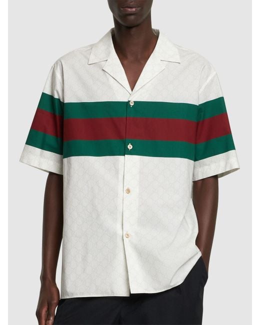メンズ Gucci 1921 Web コットンシャツ Multicolor