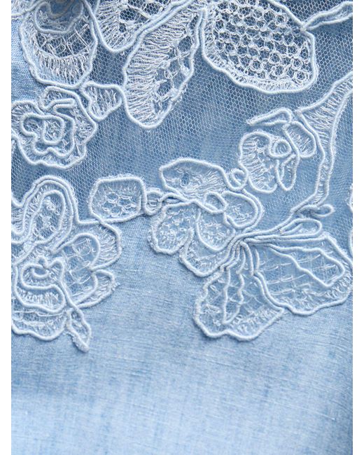 Ermanno Scervino Blue Embroidered Cotton Blend Oversize Shirt