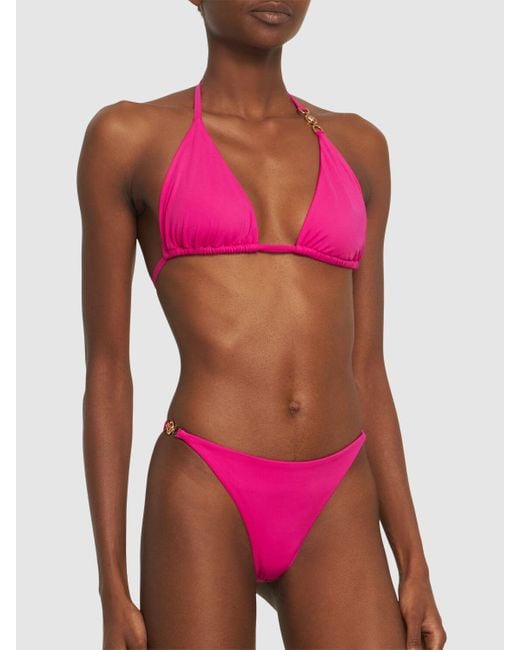 Versace Pink Dreiecks-bikinioberteil Aus Lycra "medusa"