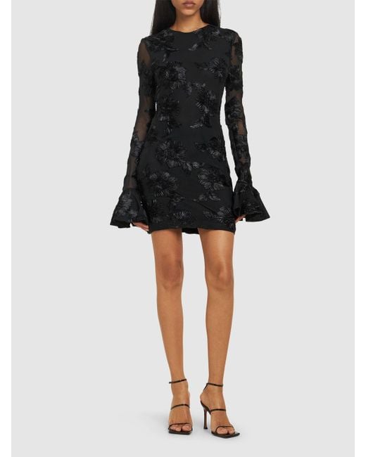 ROTATE BIRGER CHRISTENSEN Flower メッシュミニドレス Black