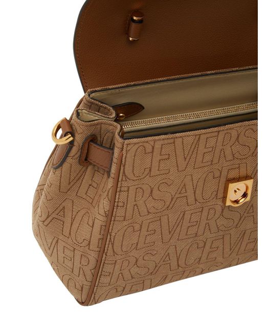 Versace Brown Medusa Canvas Top Handle Bag