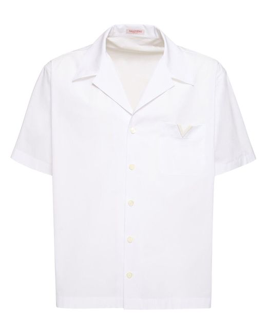 Chemise en coton à manches courtes Valentino pour homme en coloris White
