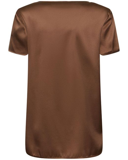 Camiseta de satén de seda Max Mara de color Brown