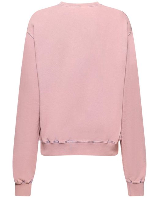 Sudadera de algodón jersey con logo Acne de color Pink
